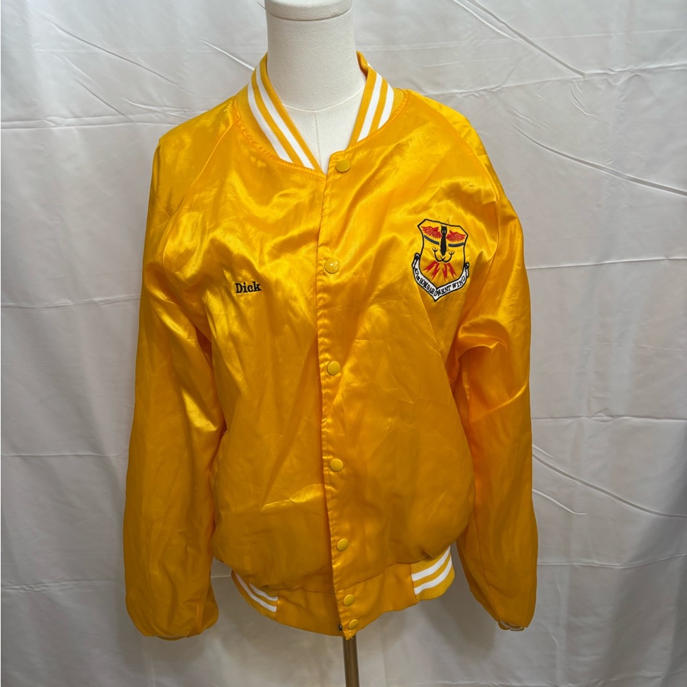 Vintage Hartwell Sports Yellow Satin Varsity Jacket 42nd Bombardment Wing‎ Sz L